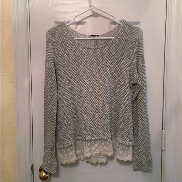 Knit Sweater accented with Lace - Picture 1 of 4